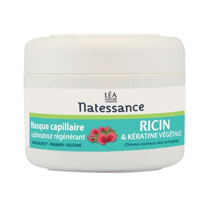 Masque capillaire Natessance Ricin and Kératine végétale 5 ml pour cheveux abîmés
