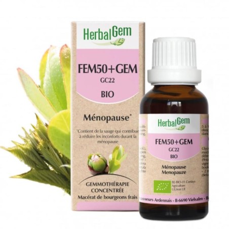 Flacon de Fem50+Gem bio GC22 d'HerbalGem
