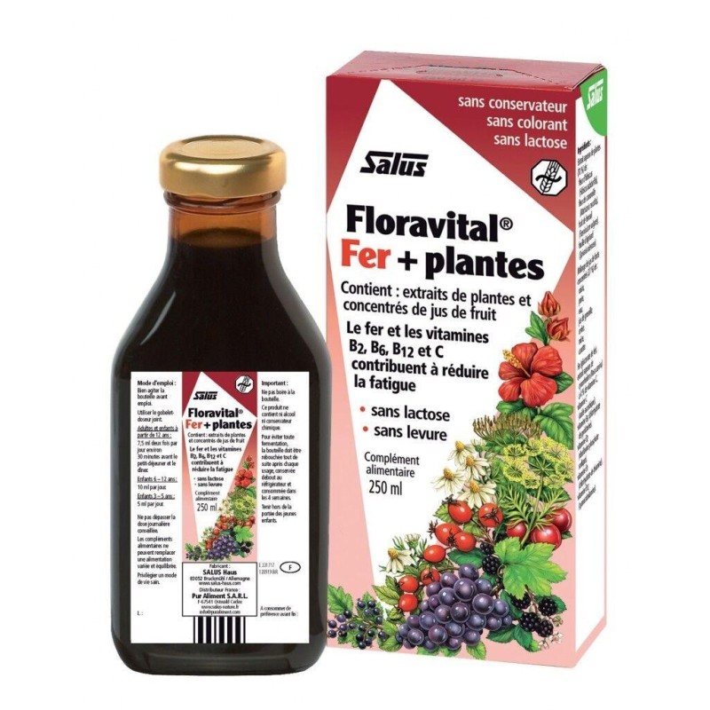 Floravital Fer + Plantes sans Gluten - complément pour lutter contre la fatigue et améliorer la vitalité.