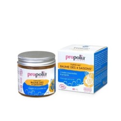 Baume des 4 Saisons® Bio Propolia avec propolis et huiles essentielles pour apaiser et rafraîchir toute la famille.