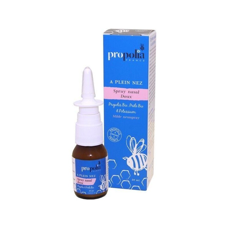 Spray nasal doux propolis prêle and potassium pour une hygiène nasale naturelle et efficace pour toute la famille.