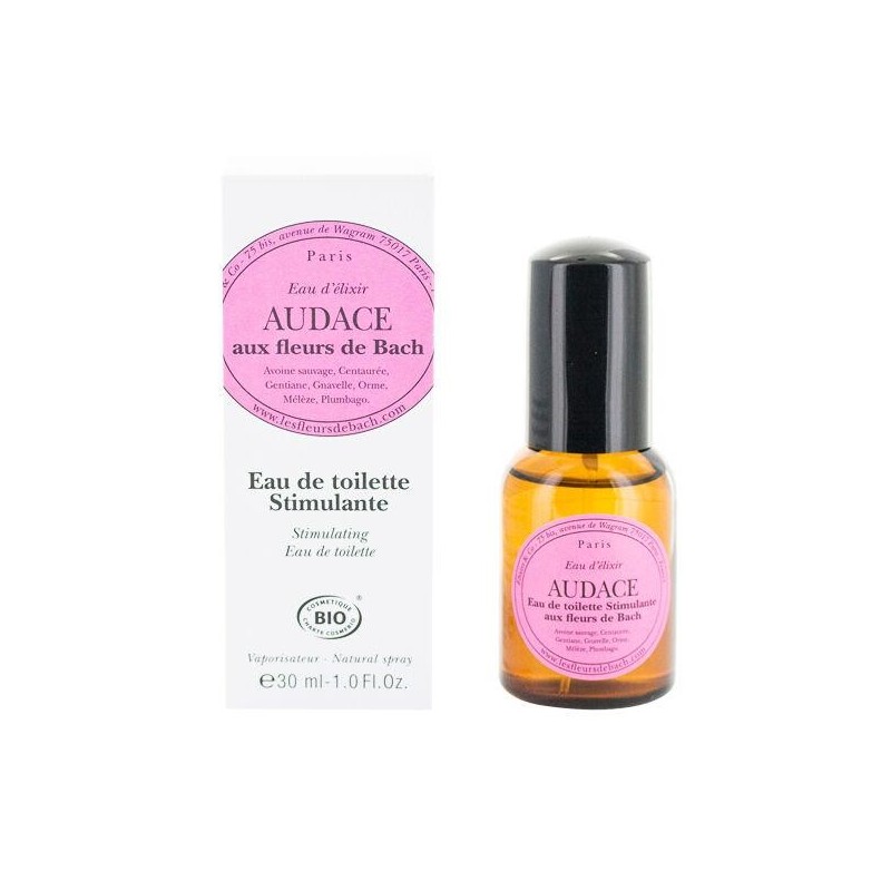 Flacon de 50 ml d'Eau de toilette bio Audace aux fleurs de Bach