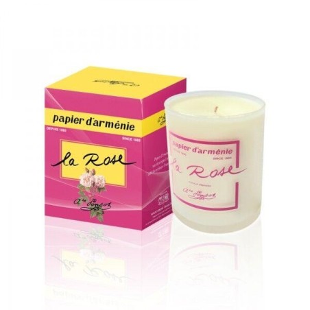 Bougie rose Papier d'Arménie en cire végétale EcoCert pour parfumer et assainir les intérieurs