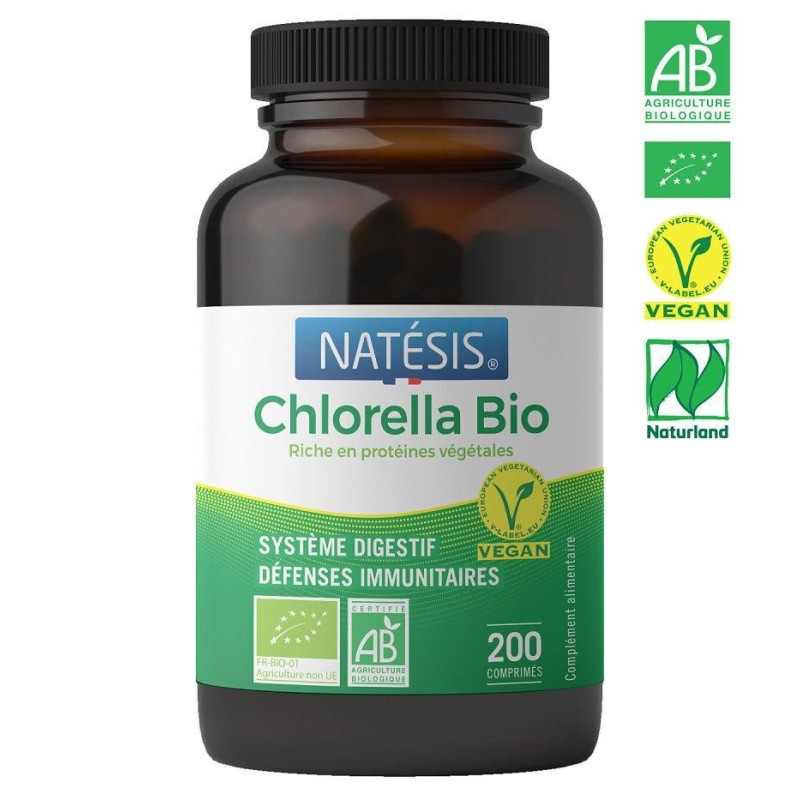 Chlorella bio Naturland 500 mg Vegan - Soutien digestif et détoxification naturelle
