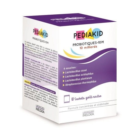 Pediakid Probiotiques 10M - Complément pour soutenir la flore intestinale et le bien-être digestif des enfants.