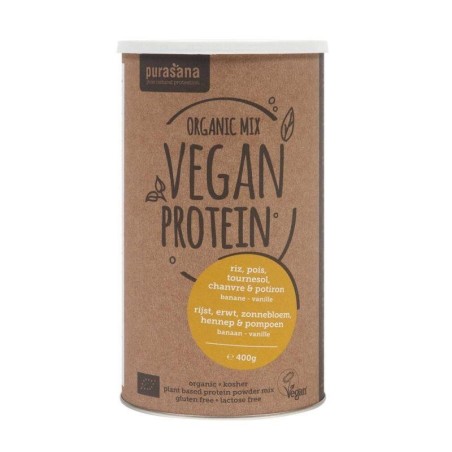 Mix de protéines végétales bio Purasana goût banane vanille