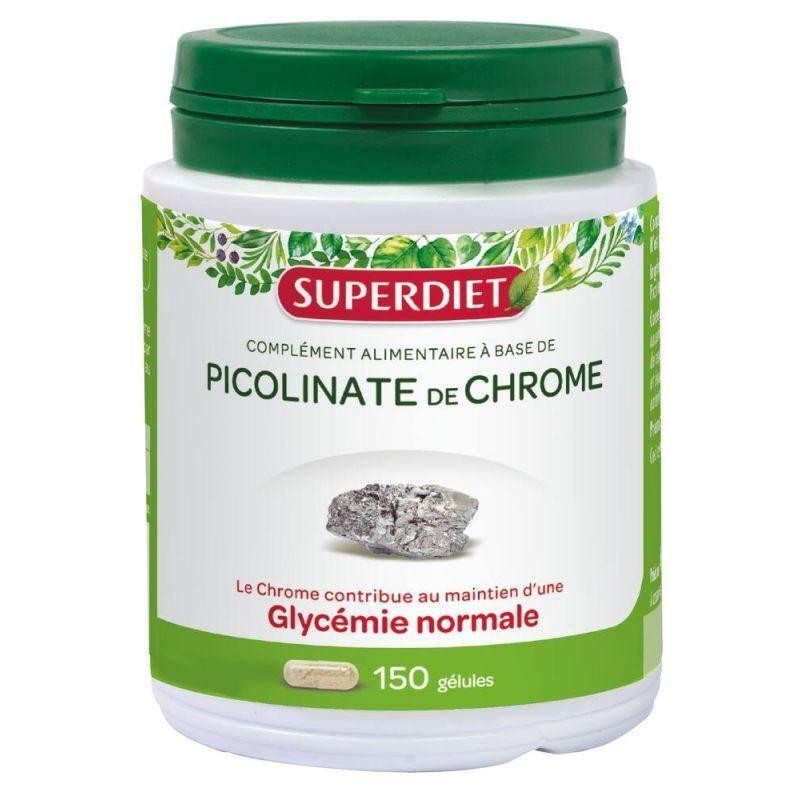 Complément alimentaire Picolinate de chrome de Super Diet pour réguler la glycémie avec ingrédients bio.