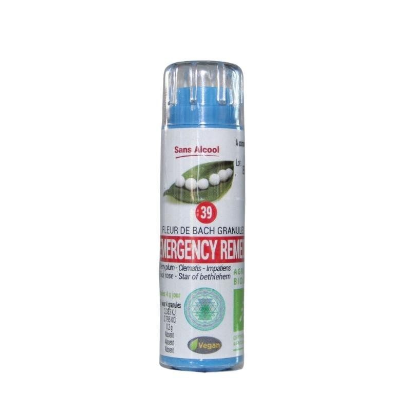 Emergency Remedy 39 granules : solution bio pour apaiser les émotions en cas d'urgence.