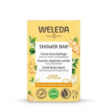Douche végétale solide Gingembre et Petitgrain bio de Weleda