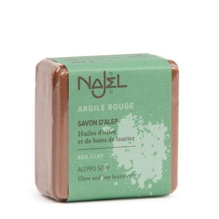 Savon d'Alep à l'argile rouge Najel - Exfoliant doux pour peaux sèches et sensibles.