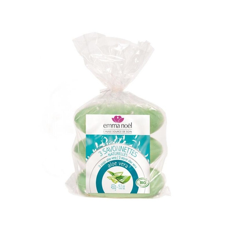 3 Savonnettes Aloe Vera bio Emma Noël