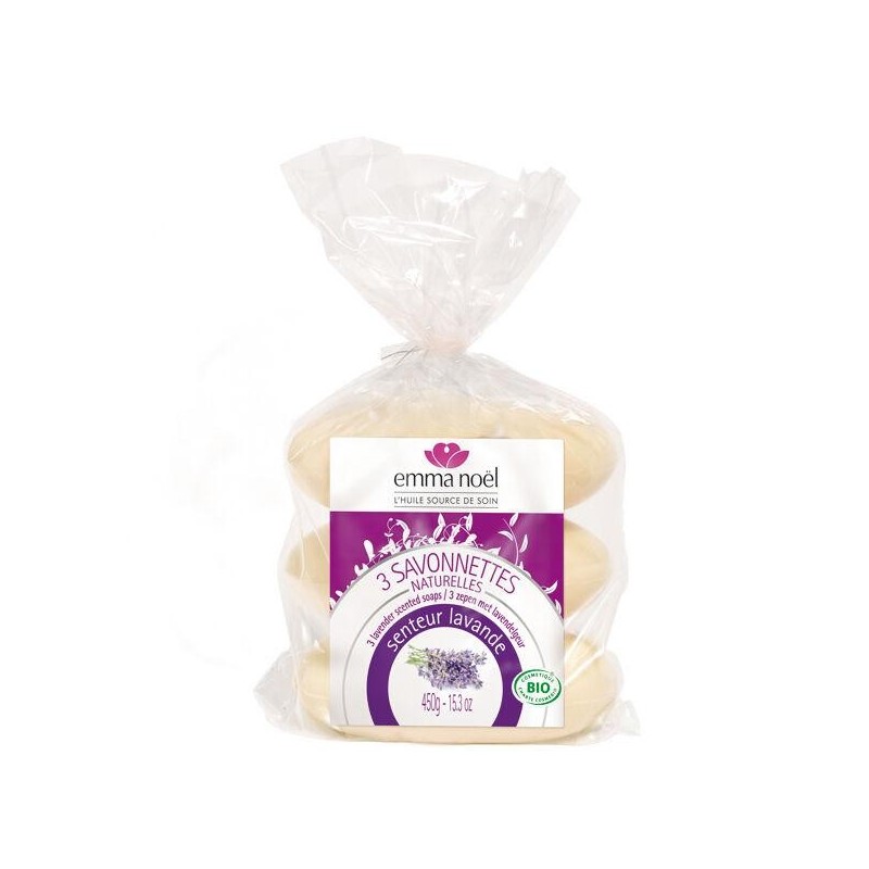 3 Savonnettes Lavande bio d'Emma Noël