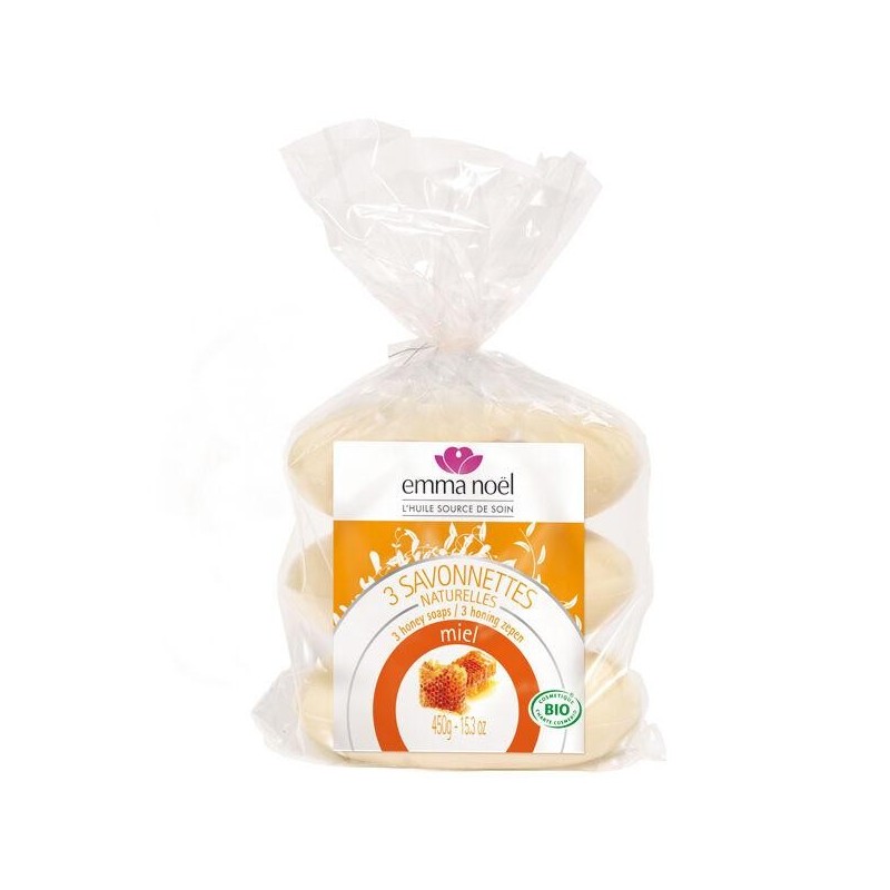 3 Savonnettes Miel bio d'Emma Noël