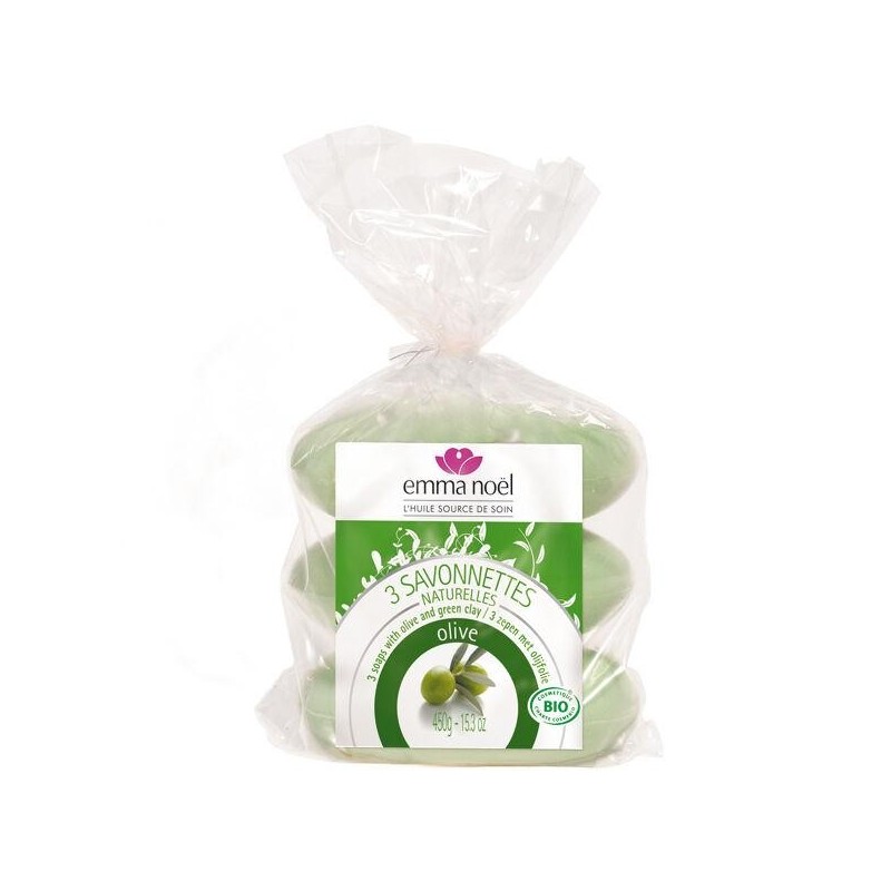 3 Savonnettes Olive bio d'Emma Noël