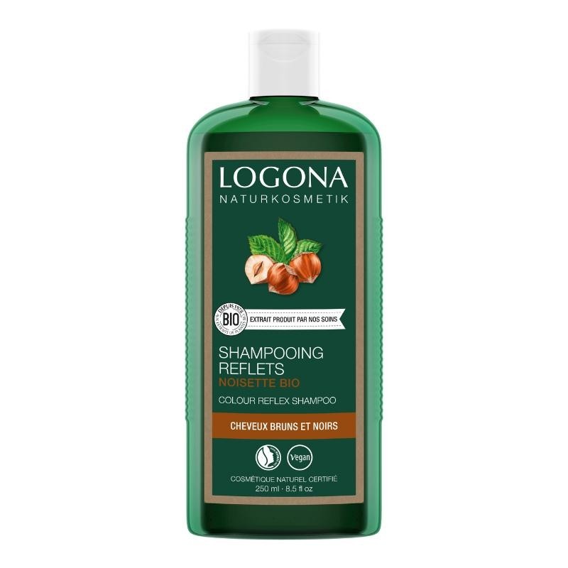 Shampooing reflets noisette de Logona pour cheveux bruns et colorés