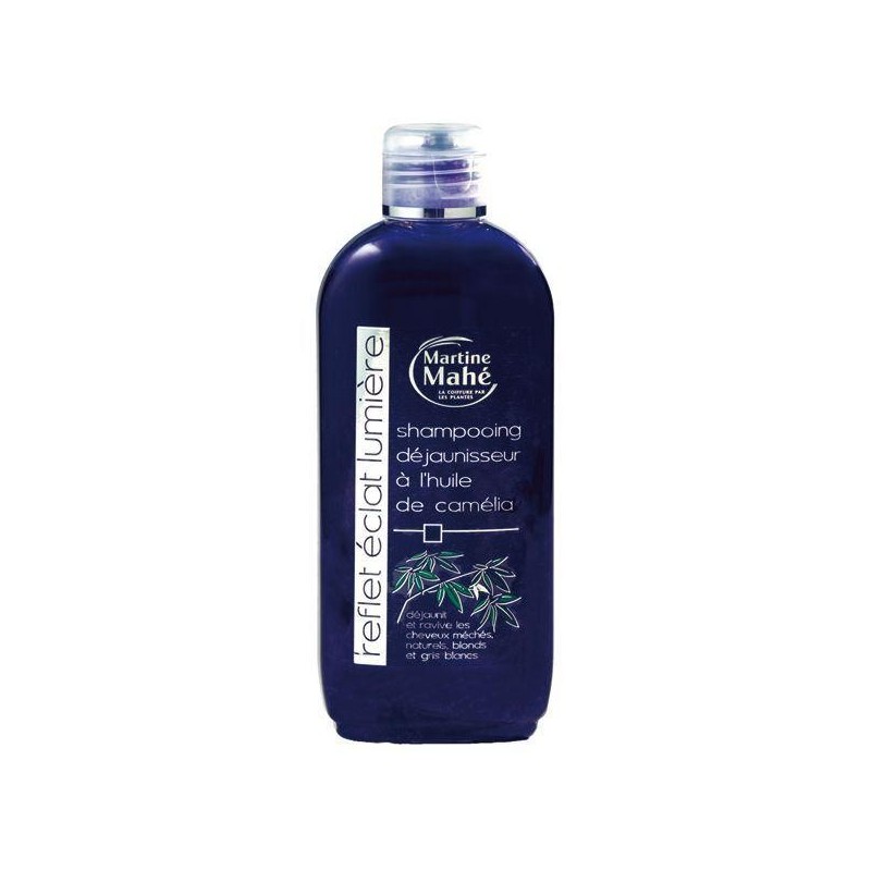 Shampoing déjaunisseur Martine Mahé 125 ml pour neutraliser les reflets jaunes sur cheveux blonds et gris.