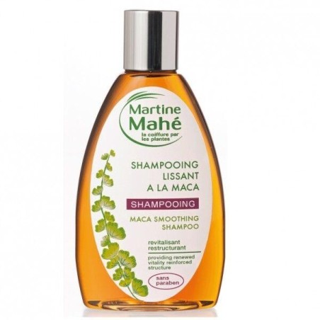 Shampoing lissant à la maca Martine Mahé pour des cheveux soyeux et disciplinés.