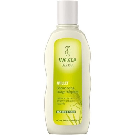 Shampoing usage fréquent au millet de Weleda pour des cheveux brillants et doux.