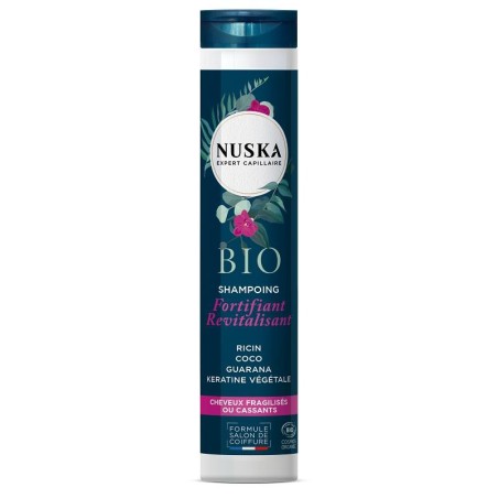 Shampoing fortifiant revitalisant bio Nuska pour cheveux fragilisés et cassants