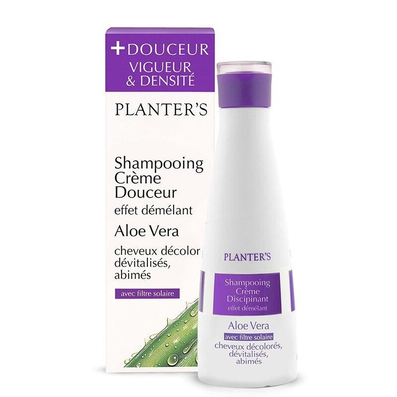 Shampoing crème Douceur Aloé vera de Planter's pour cheveux abîmés et décolorés