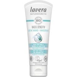 Crème mains Lavera Basis Sensitiv bio 200 ml pour hydratation intense et protection des peaux sensibles.