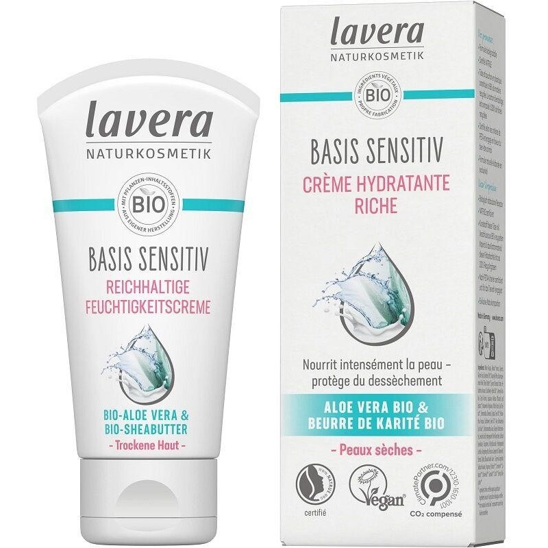 Crème hydratante riche bio Aloe vera et beurre de karité pour peaux sèches et sensibles