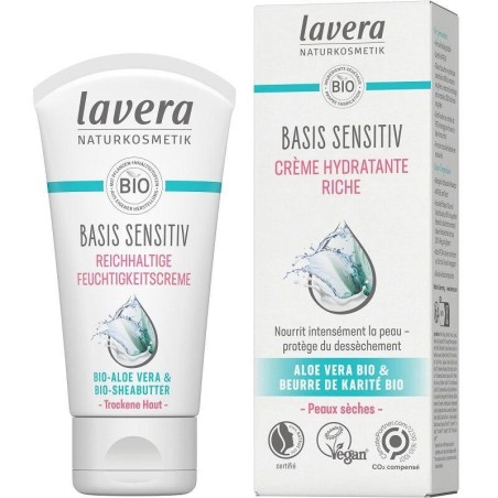 Crème hydratante riche bio Aloe vera et beurre de karité pour peaux sèches et sensibles