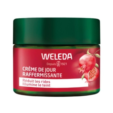 Crème de Jour Raffermissante Weleda avec Grenade et Maca pour une peau éclatante et anti-âge.