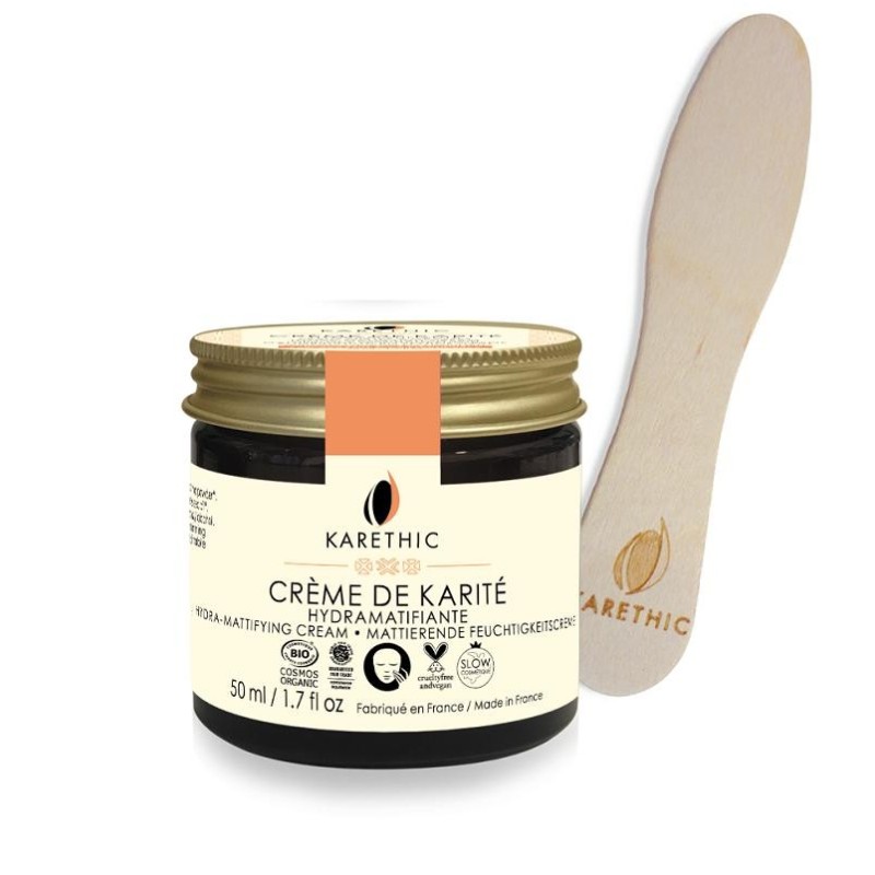 Crème hydramatifiante Karité bio Karethic pour peaux mixtes à grasses
