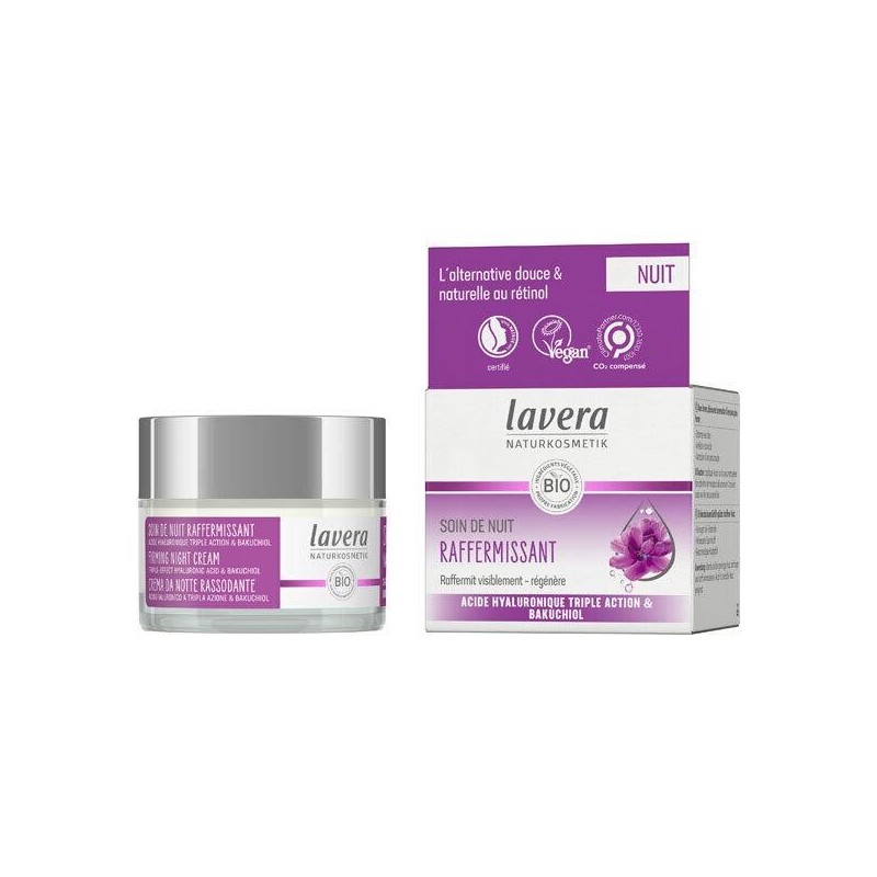 Crème de nuit bio Lavera pour peau raffermie et hydratée