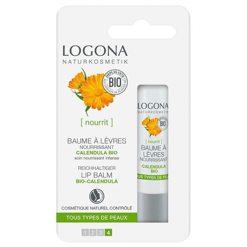 Baume à lèvres nourrissant Calendula bio de Logona pour des lèvres hydratées et apaisées.