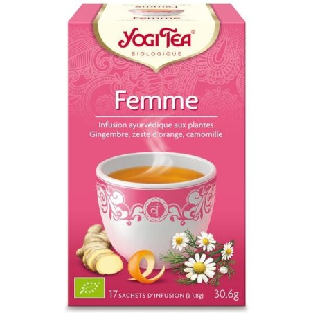 Infusion ayurvédique Femme Bio Yogi Tea pour bien-être et détente féminine