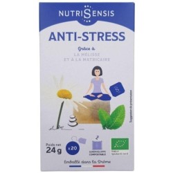 Infusion anti-stress bio Nutrisensis pour favoriser la détente et la relaxation avec des plantes biologiques