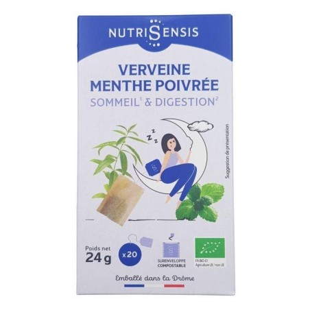 Infusion Verveine Menthe bio de Nutrisensis pour un bien-être digestif et un sommeil réparateur