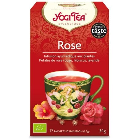 Infusion ayurvédique Rose bio Yogi Tea pour la détente et le bien-être
