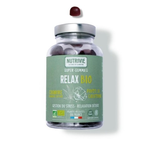 Relax bio 60 gummies Nutrivie - Complément alimentaire anti-stress au goût pomme