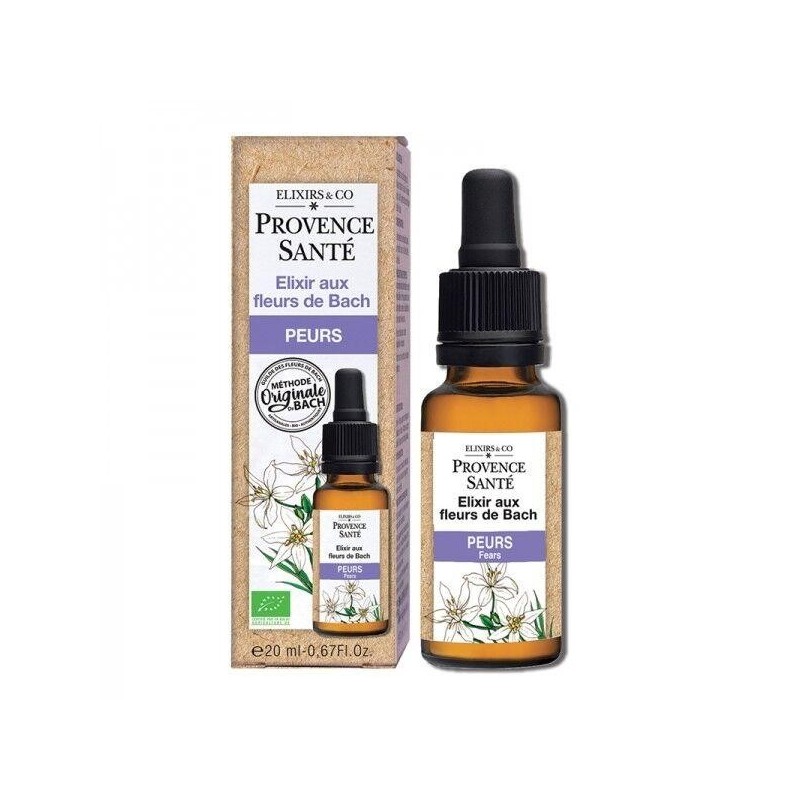 Peurs bio Elixir aux fleurs de Bach 50 ml pour apaiser l'anxiété et gérer les émotions naturellement.