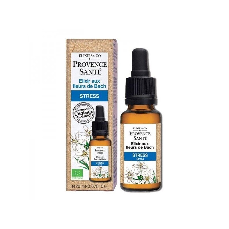 Stress bio Elixir aux fleurs de Bach de Provence Santé pour apaiser le stress et l'anxiété naturellement.
