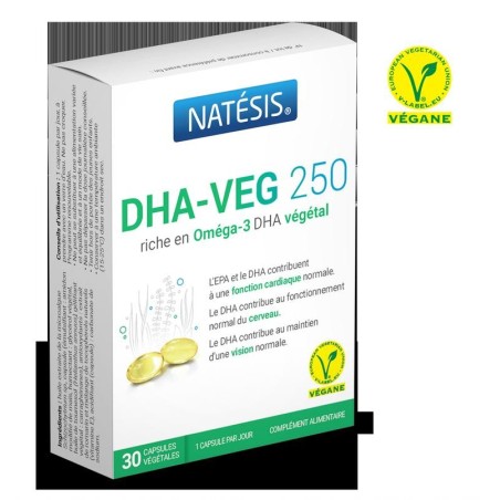 DHA VEG 250 - complément alimentaire végétal riche en omégas 3 pour la santé cardiaque et cognitive