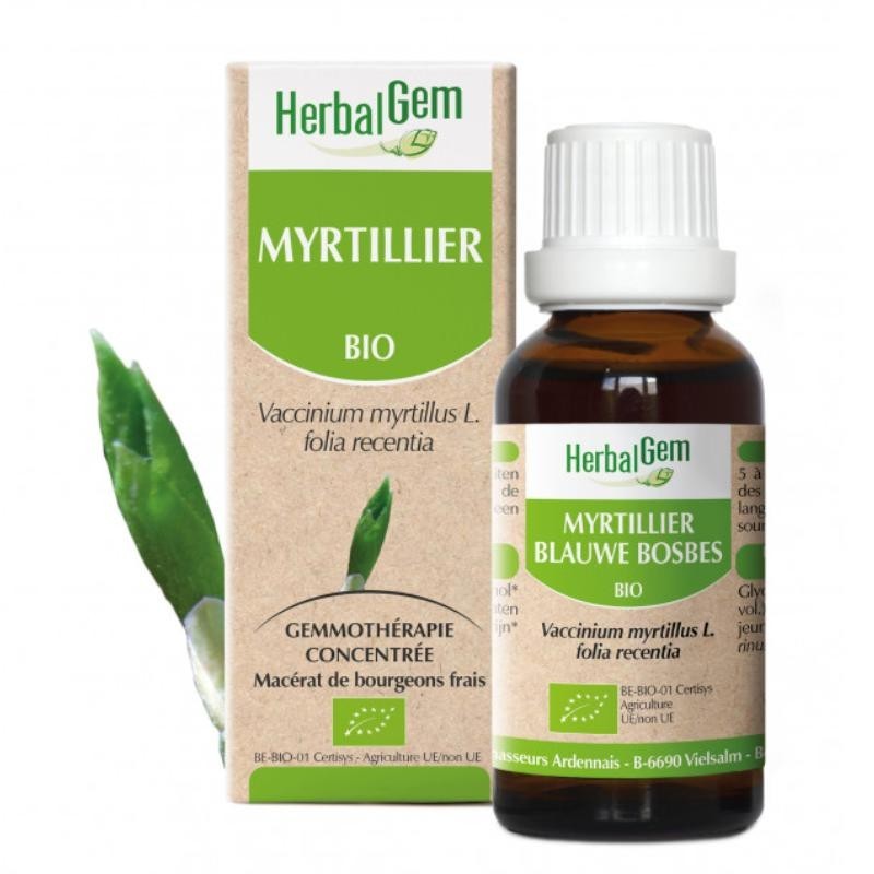 Flacon de Myrtillier bio Herbalgem 200 ml - Complément naturel pour la vision et la protection des yeux