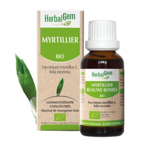 Flacon de Myrtillier bio Herbalgem 200 ml - Complément naturel pour la vision et la protection des yeux