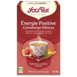 Infusion ayurvédique Energie positive Yogi Tea - Canneberge et hibiscus bio pour revitaliser votre journée.