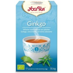 Infusion ayurvédique Ginkgo bio de Yogi Tea pour la vitalité et le bien-être mental.