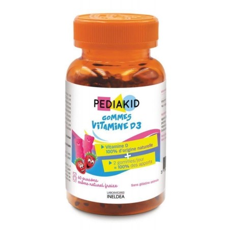 Gommes Vitamine D3 Fraise Pediakid pour enfants