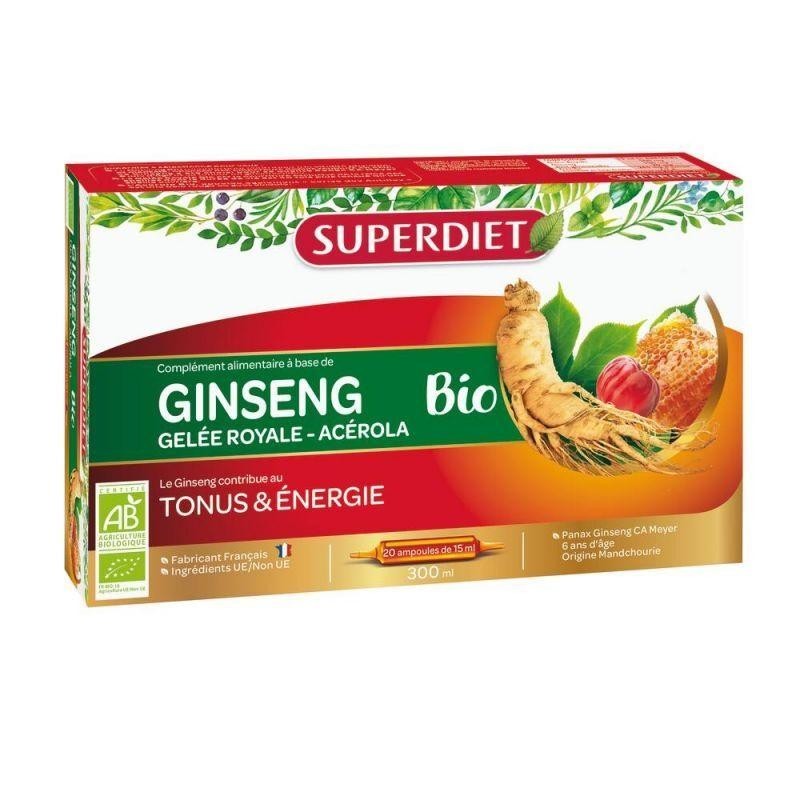 Complément alimentaire bio Ginseng gelée royale acérola 50 ml pour tonus et vitalité