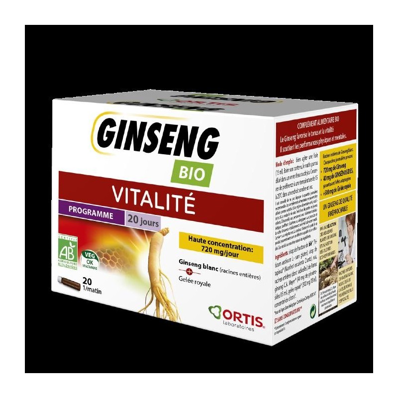 Ginseng bio d'Ortis pour tonus et vitalité - Complément naturel