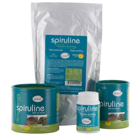 Spiruline 500 mg certifiée Ecocert de Flamant Vert