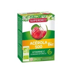 Acérola 500 bio à croquer - complément naturel riche en vitamine C pour renforcer votre énergie et votre immunité.
