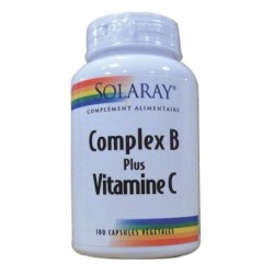 Complément alimentaire Solaray Complex B + Vitamine C 100 capsules pour énergie et immunité