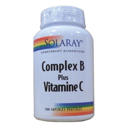 Complément alimentaire Solaray Complex B + Vitamine C 100 capsules pour énergie et immunité